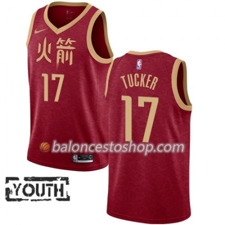 Camiseta Niños NBA Houston Rockets PJ Tucker 17 2018-19 Nike City Edition Rojo Swingman